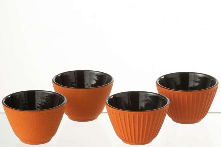 BOX OF 2 TEA CUP METAL ORANGE ASSORTMENT 2