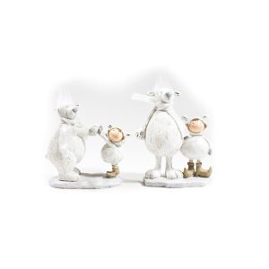 Isbjørn og barn danser hvit s/2 15cm