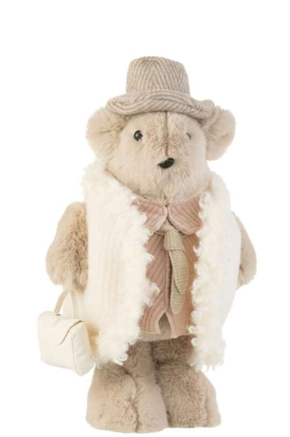 BEAR TIE BAG TEXTILE BEIGE LARGE
