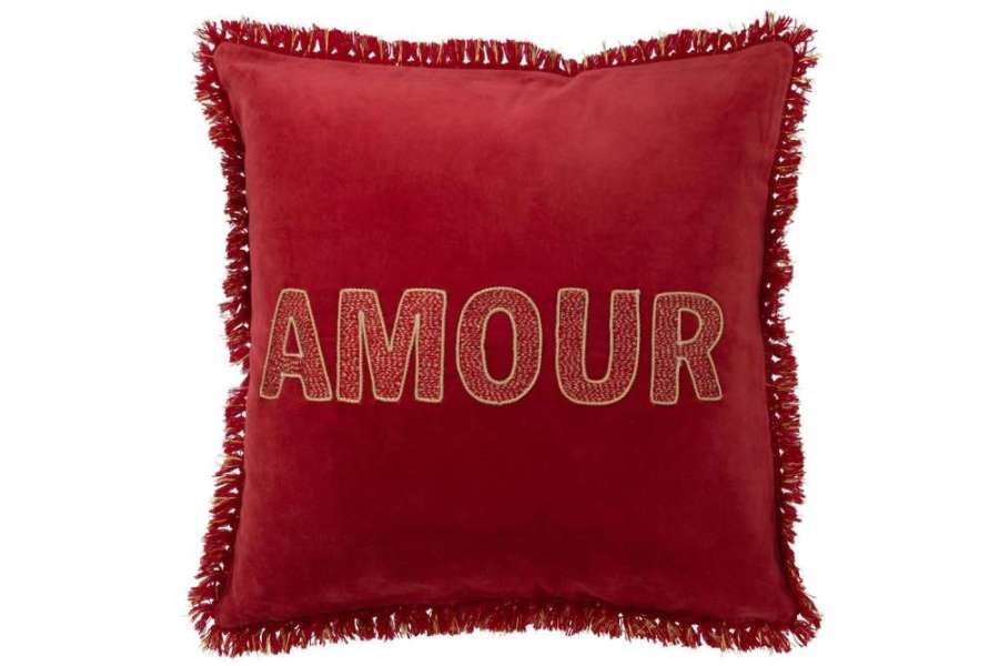 CUSHION AMOUR TEXTILE RED/GOLD