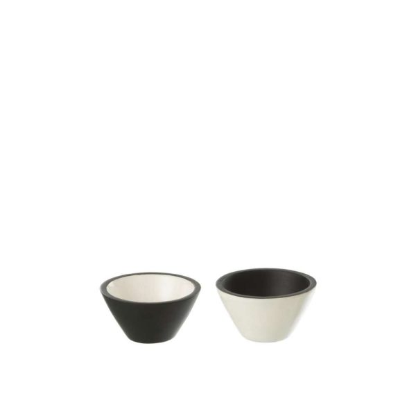 BOWL VIK WOOD BLACK/WHITE ASSORTMENT OF 2