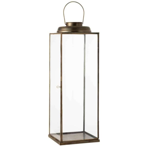 LANTERN SQUARE LOW ANTIQUE GLASS/IRON BRONZE LARGE