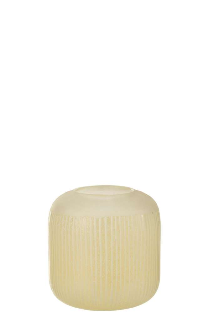VASE STRIPES GLASS LIGHT YELLOW SMALL