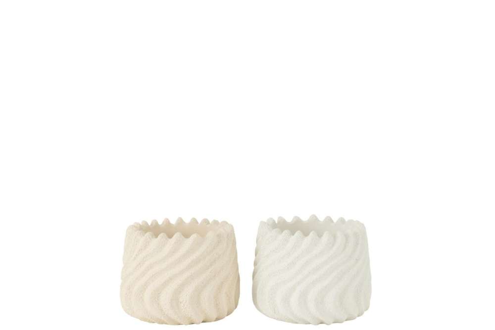 FLOWERPOT MARIS CEMENT WHITE/CREAM SMALL ASSORTMENT OF 2