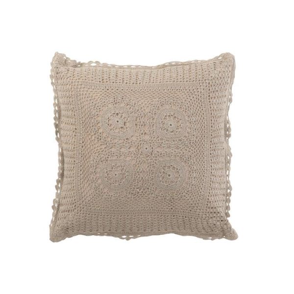 CUSHION SQUARE LACE COTTON LIGHT GREEN