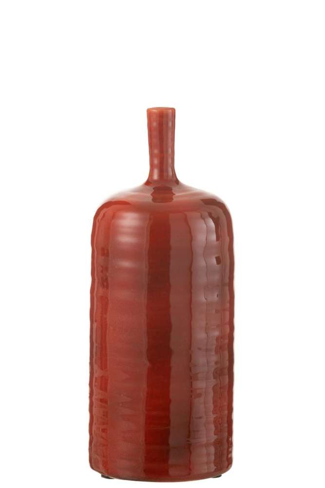 VASE AKANE BOTTLE CERAMIC RED MEDIUM