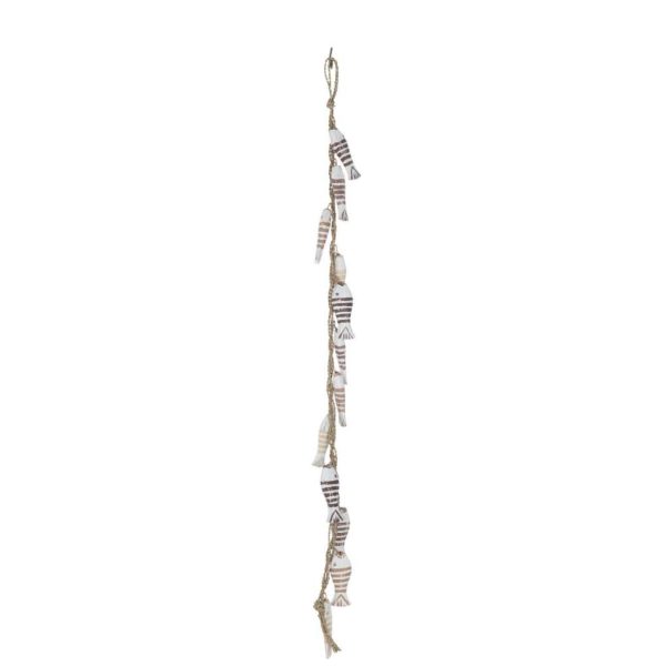 HANGER FISH 12 ALBASIA WOOD/RAFFIA BROWN/WHITE