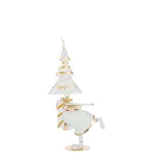 SANTA CLAUS LED TREE IRON GOLD COLORED/WHITE SMALL