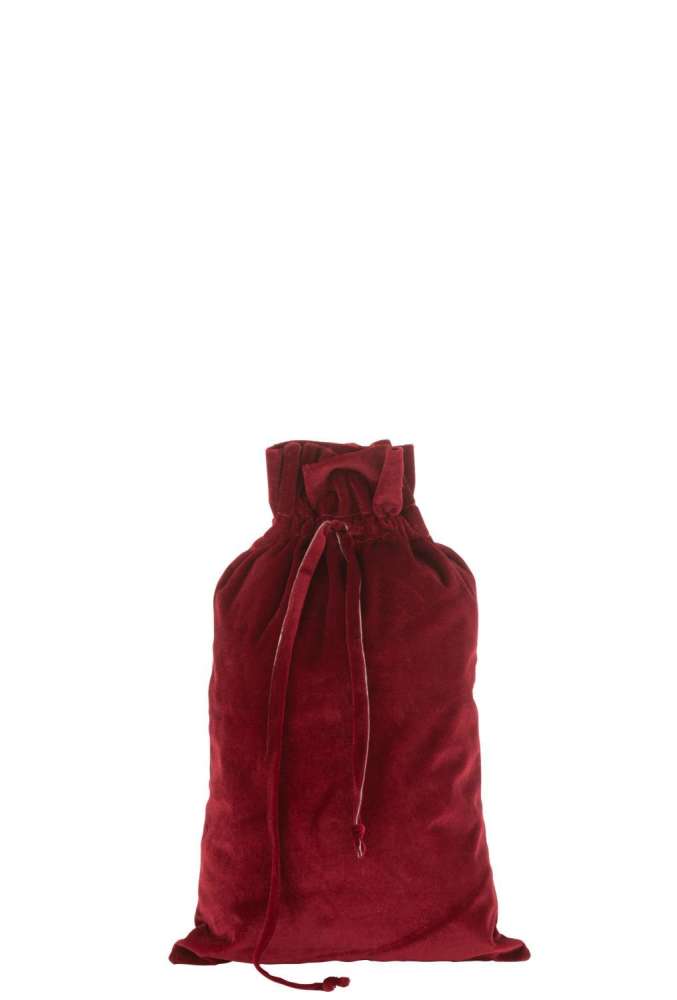 BAG CHRISTMAS VELVET RED MEDIUM