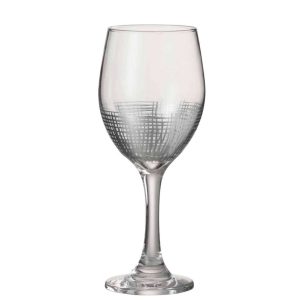 DRINKING GLASS ON BASE WINE GRID GLASS SILVER/TRANSPARENT