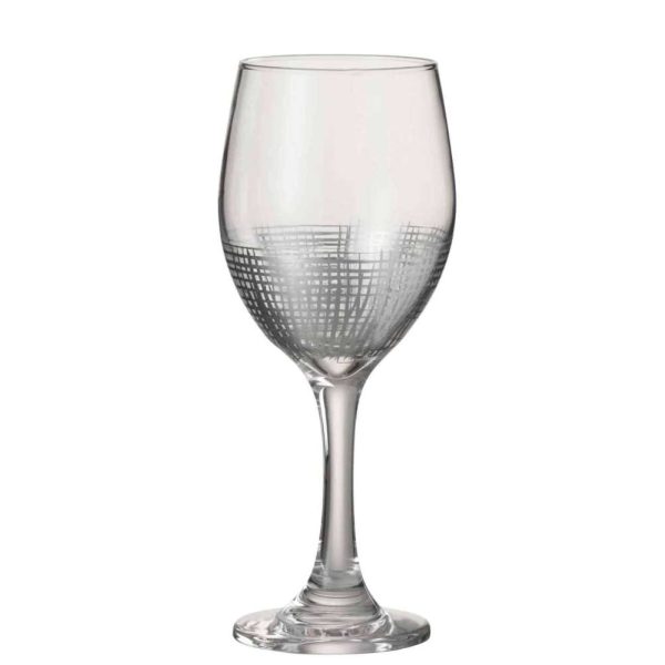 DRINKING GLASS ON BASE WINE GRID GLASS SILVER/TRANSPARENT