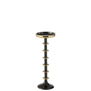 CANDLE HOLDER BALL METAL BLACK/GOLD LARGE