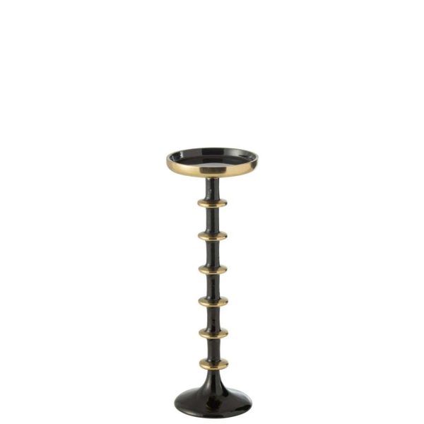 CANDLE HOLDER BALL METAL BLACK/GOLD LARGE