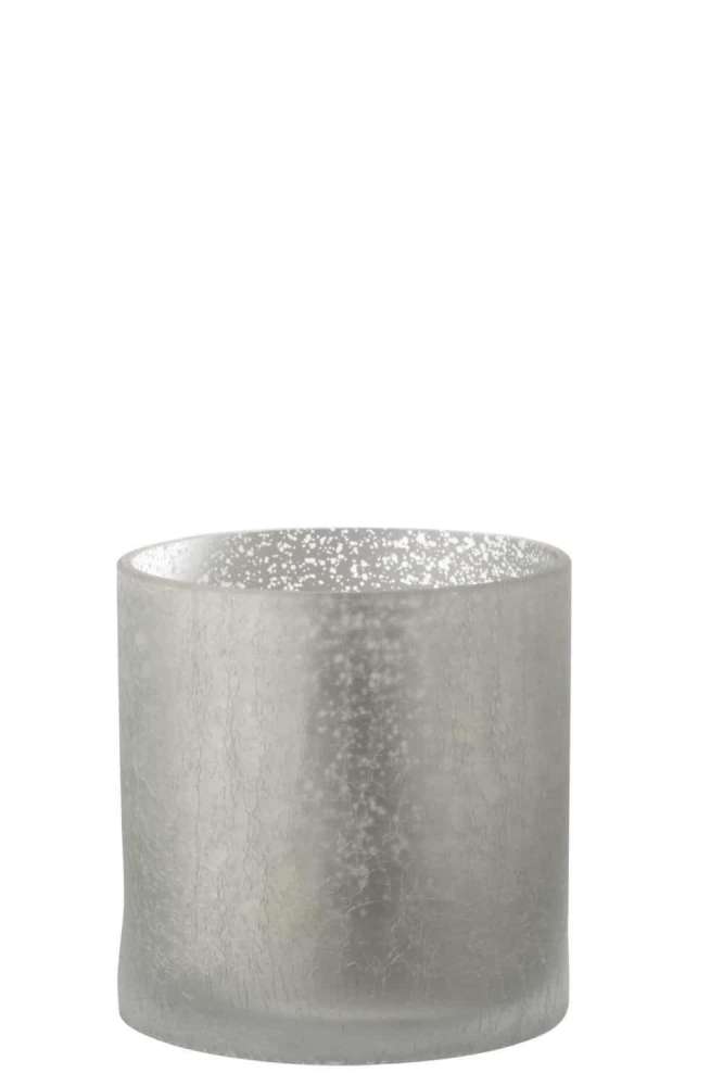 HURRICANE CYLINDER CRAQUELURE GLASS GREY LARGE