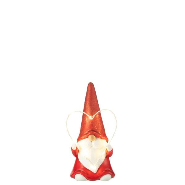 SANTA LED HEART RESIN WHITE/RED LARGE