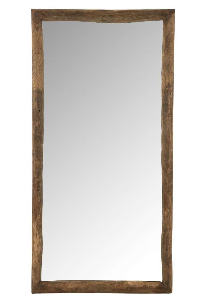 WALL MIRROR RECTANGLE WOOD BROWN LARGE