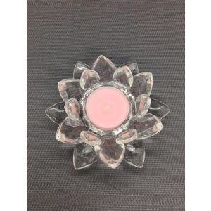Telysestake i Glass  utformet som  en blomst  -11Cm