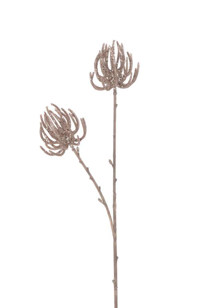 BRANCH 2 FLOWERS + GLITTERS PLASTIC PINK