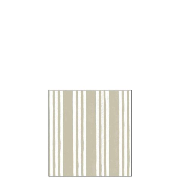 PACK 20 NAPKINS STRIPES PAPER TAUPE/WHITE SMALL