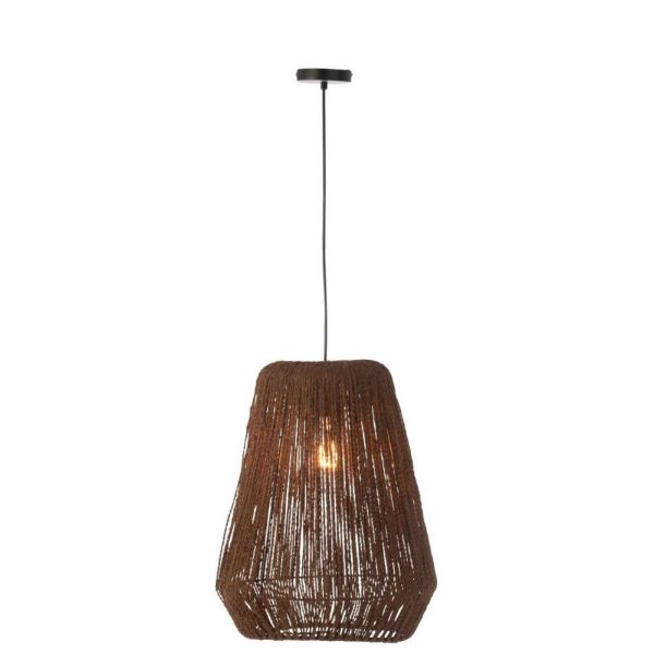 HANGING LAMP WEAVE METAL/PALM BLACK LARGE