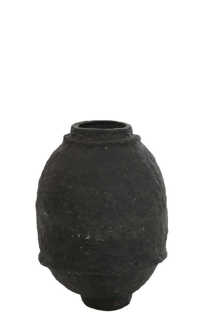 VASE PAPER MACHE BLACK MEDIUM