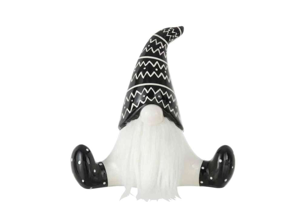 SANTA SITTING CERAMIC BLACK/WHITE LARGE