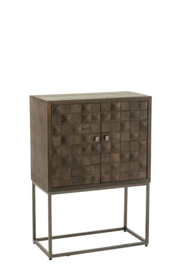 CUPBOARD ON FOOT PINO METAL/MANGO WOOD BROWN/GREY