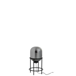 LAMP ON FOOT SASHA GLASS/METAL SILVER/BLACK SMALL