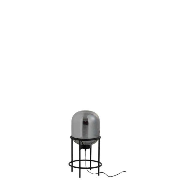 LAMP ON FOOT SASHA GLASS/METAL SILVER/BLACK SMALL
