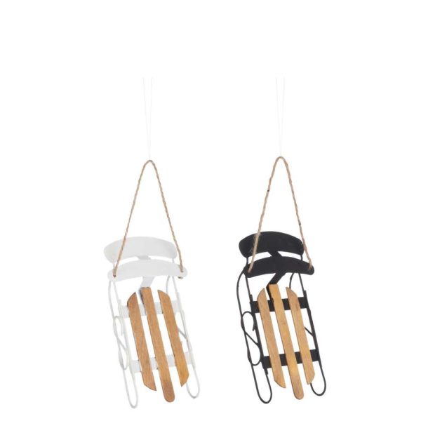 HANGERS SLED METAL/PLYWOOD BLACK/WHITE ASSORTMENT OF 2