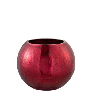HURRICANE BALL CRACKLE GLASS SHINY RED LARGE