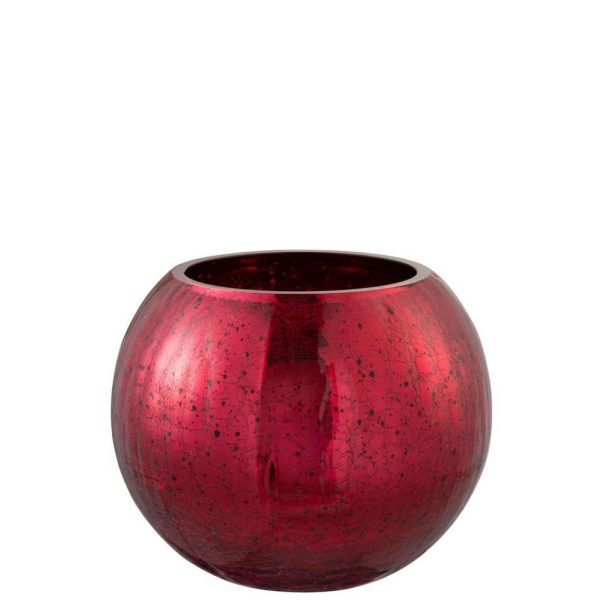 HURRICANE BALL CRACKLE GLASS SHINY RED LARGE