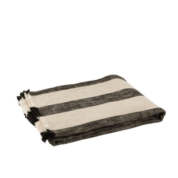 THROW STRIPES LINEN BEIGE