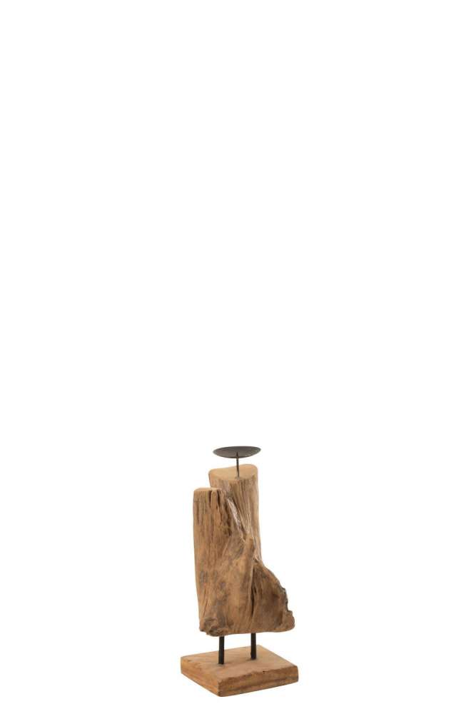 CANDLEHOLDER TRUNK TEAK WOOD NATURAL SMALL