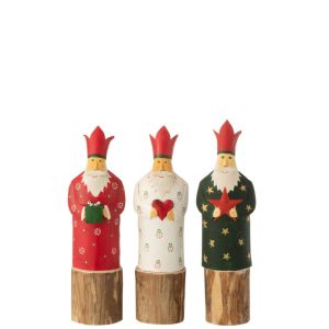 KINGS 3 ON STAND IRON/WOOD RED ASSORTMENT OF 3