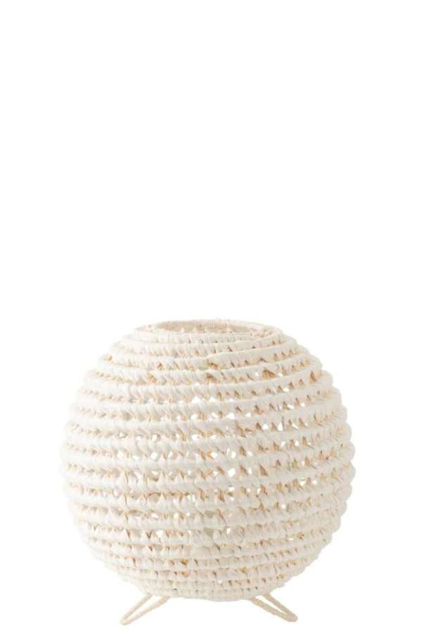 TABLE LAMP ROUND BRAIDED METAL WHITE