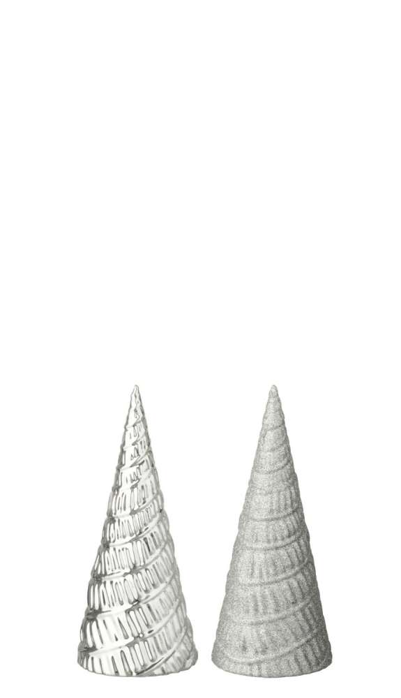 TREE PLASTIC SILVER COLORED ASSORTMENT OF 2