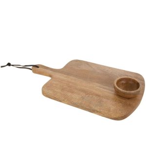 CUTTING BOARD+BOWL MANGO WOOD NATURAL