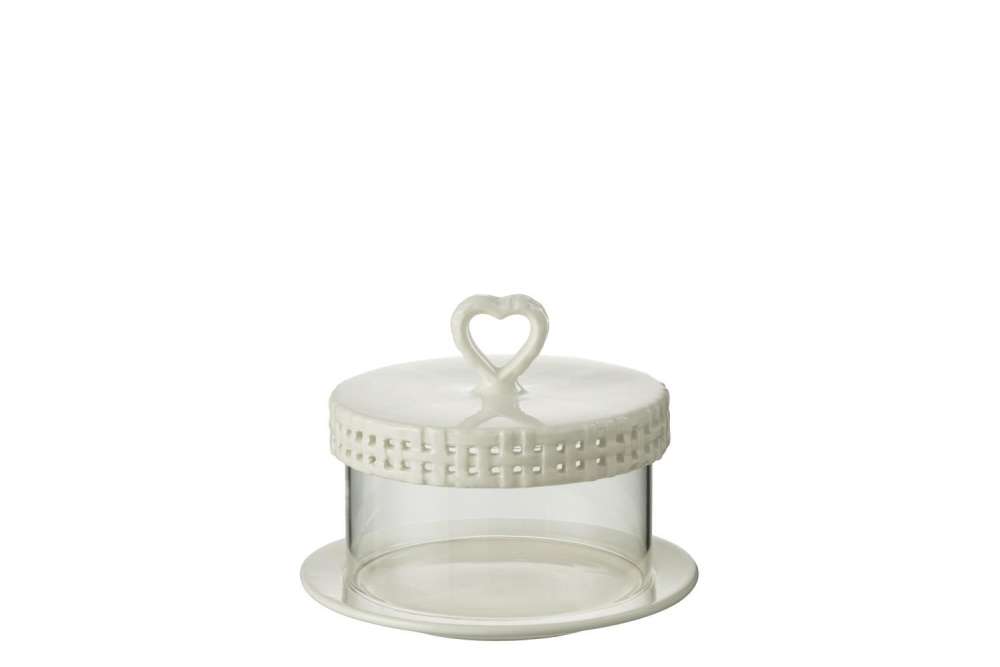 CAKE PLATE UNDER GLASS CERAMIC WHITE SMALL
