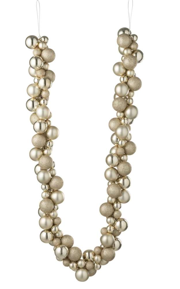 GARLAND CHRISTMAS BAUBLES PLASTIC LIGHT BEIGE