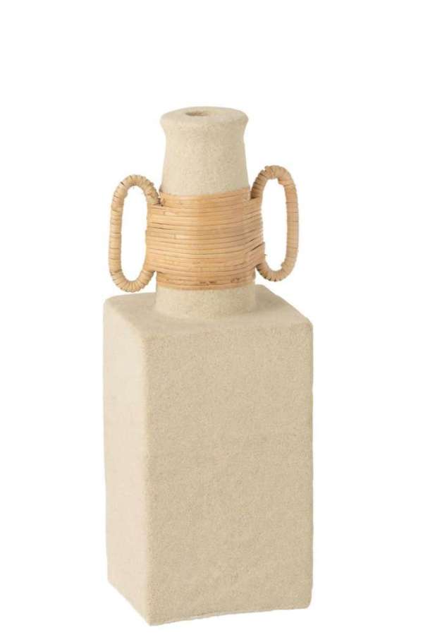 VASE CELINE RINGS OVAL CEMENT SAND NATURAL