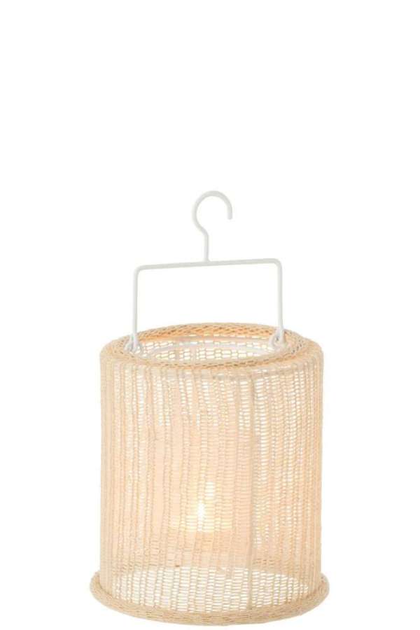 LANTERN HANGING CYLINDER METAL/POLYESTER BEIGE SMALL