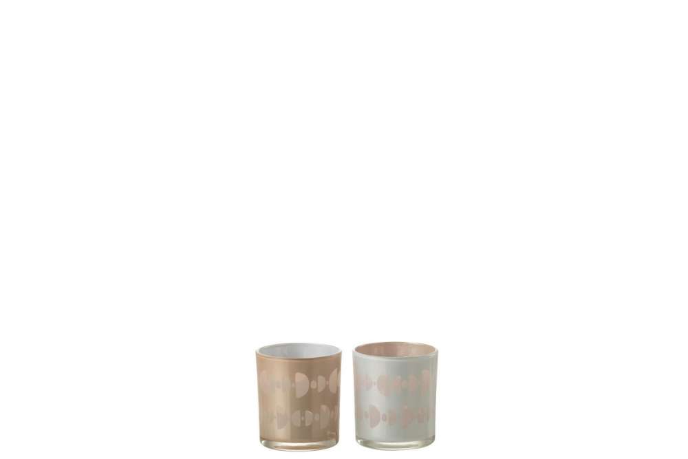 TEALIGHT HOLDER HALF MOON GLASS MIX SMALL ASSORTMENT OF 2