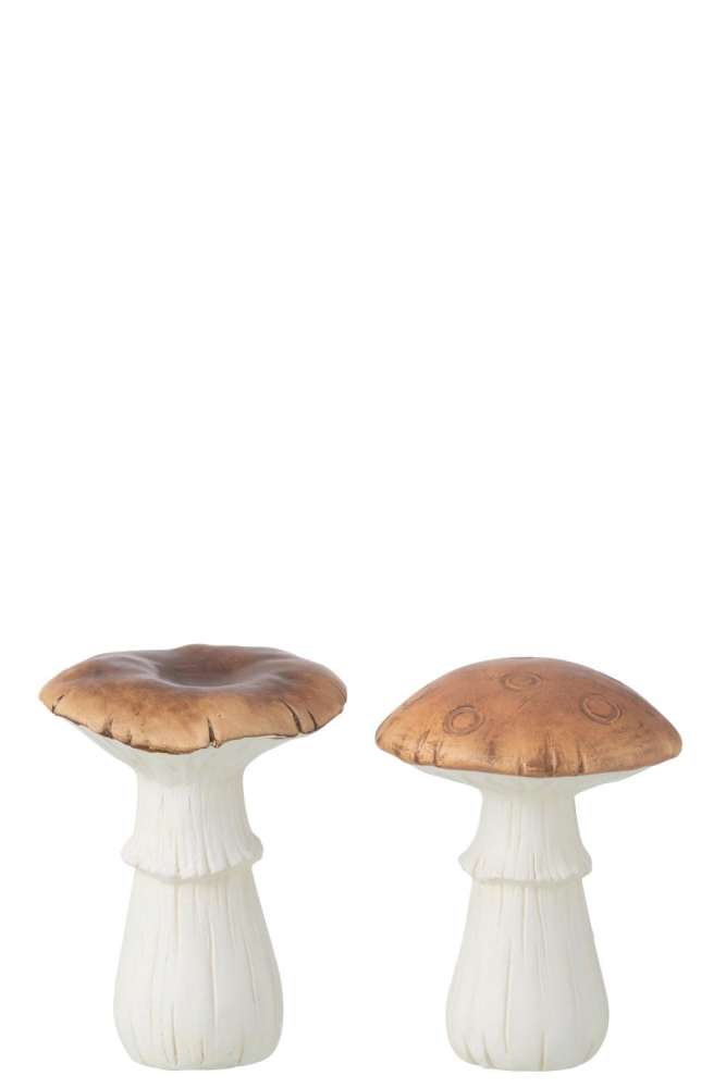 MUSHROOM PORCELAIN WHITE/BROWN LARGE ASSORTMENT OF 2