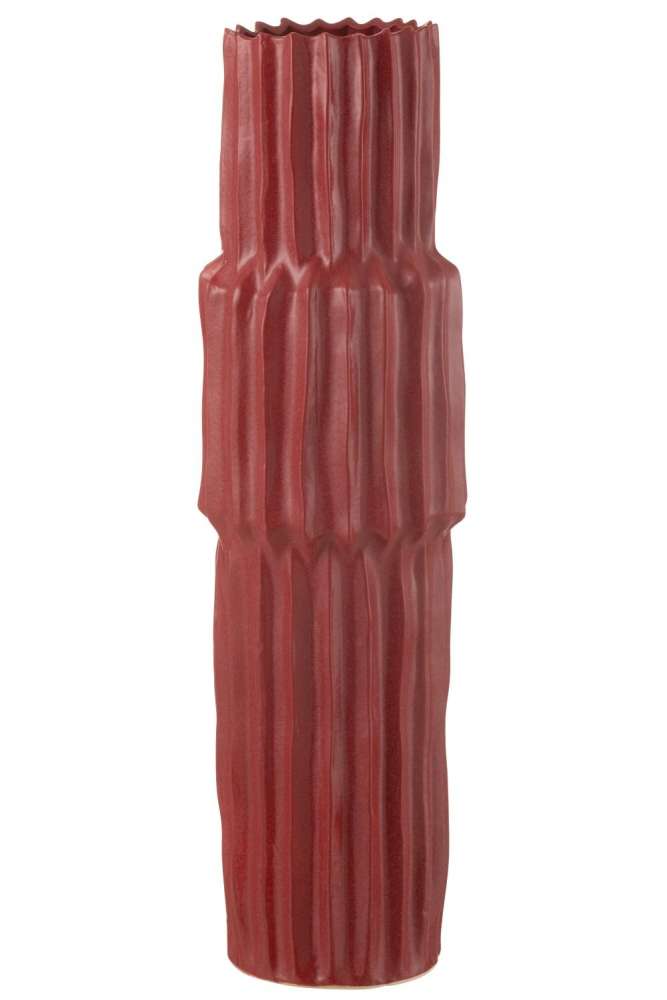 VASE RIPPLED PORCELAIN RED LARGE