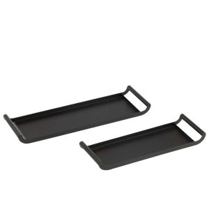 SET OF 2 TRAYS RECTANGLE METAL BLACK