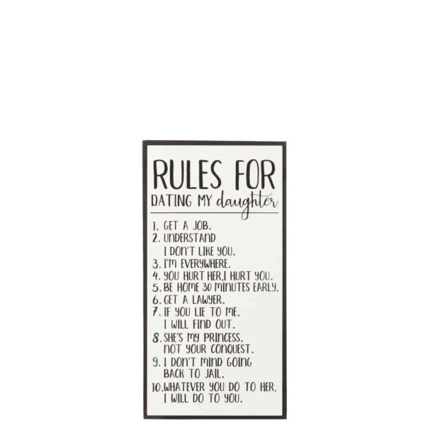 PLACARD RULES FOR DATING MY DAUGHTER WOOD/CERAMIC WHITE/BLACK