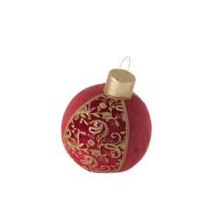 BAUBLE DECORATION PATTERNS POLYFOAM/TEXTILE RED/GOLD LARGE