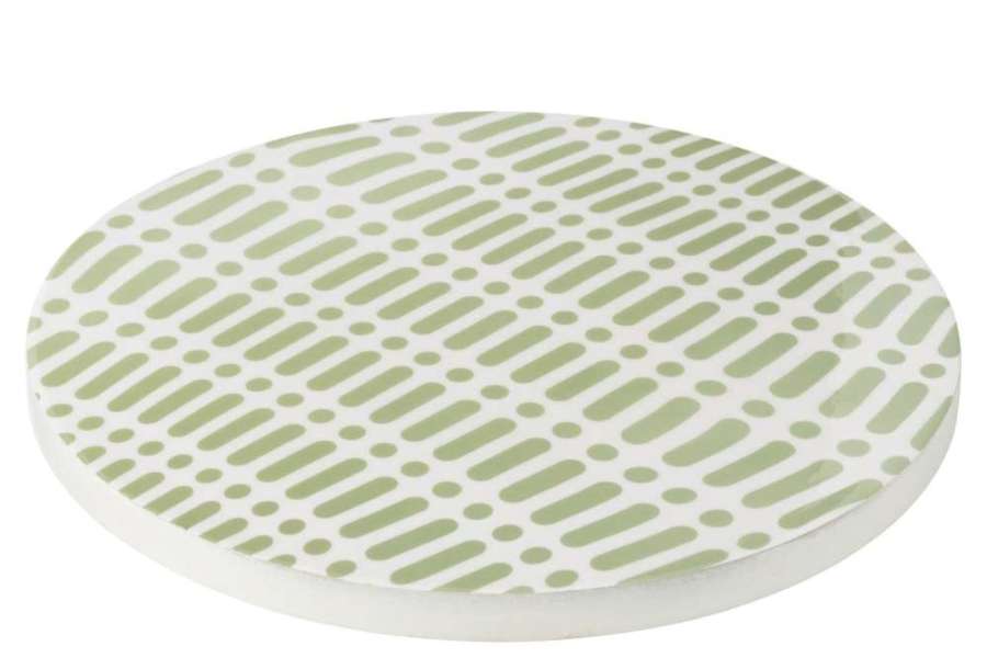 TRAY TURNING ROUND MANGO WOOD GREEN/WHITE