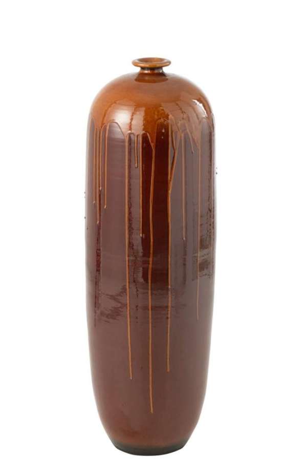 VASE LEE TERRA SHINY BROWN//ORANGE LARGE